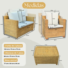 Charger l'image dans la galerie, ENSEMBLE DE JARDIN EN ROTIN NATUREL DU LAC MALAWI