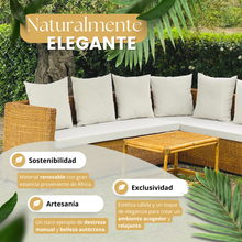 Cargar imagen en el visor de la galería, CONJUNTO DE JARDIN L CLÁSICO O ESQUINERA DE RATÁN NATURAL