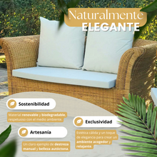 Cargar imagen en el visor de la galería, Sofá doble mimbre natural estilo colonial. Masions du monde