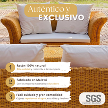 Cargar imagen en el visor de la galería, Sofá doble ratan natural estilo colonial. Masions du monde