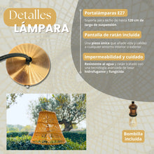 Cargar imagen en el visor de la galería, LÁMPARA DE TECHO DE RATÁN NATURAL