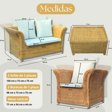 Cargar imagen en el visor de la galería, Conjunto de exterior mimbre natural. Masions du monde