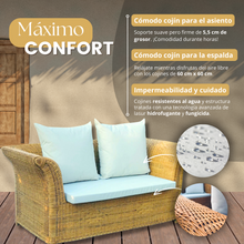 Cargar imagen en el visor de la galería, Sofá doble mimbre natural estilo colonial. Masions du monde