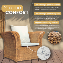 Cargar imagen en el visor de la galería, Butaca mimbre natural estilo colonial