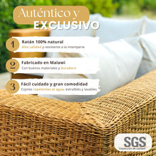 Cargar imagen en el visor de la galería, CONJUNTO DE JARDIN L CLÁSICO O ESQUINERA DE RATÁN NATURAL