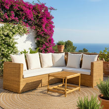 Cargar imagen en el visor de la galería, CONJUNTO DE JARDIN L CLÁSICO O ESQUINERA DE RATÁN NATURAL