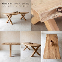 Cargar imagen en el visor de la galería, Mesa comedor SABANA 160cm madera acacia