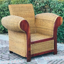 Cargar imagen en el visor de la galería, MAMBA MUEBLES SILLÓN DE JARDÍN DE RATÁN NATURAL BUTACA BUTACA REY ZAZÚ INDIVIDUAL DE RATÁN NATURAL