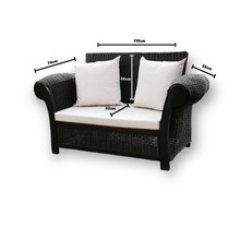 Cargar imagen en el visor de la galería, MAMBA MUEBLES SOFAS SOFÁ DOBLE REY ZAZÚ DE RATÁN NATURAL COLOR NOGAL OSCURO