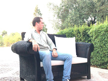 Cargar imagen en el visor de la galería, MAMBA MUEBLES SOFAS SOFÁ DOBLE REY ZAZÚ DE RATÁN NATURAL COLOR NOGAL OSCURO