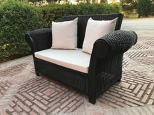 Cargar imagen en el visor de la galería, MAMBA MUEBLES SOFAS SOFÁ DOBLE REY ZAZÚ DE RATÁN NATURAL COLOR NOGAL OSCURO