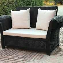 Cargar imagen en el visor de la galería, MAMBA MUEBLES SOFAS SOFÁ DOBLE REY ZAZÚ DE RATÁN NATURAL COLOR NOGAL OSCURO