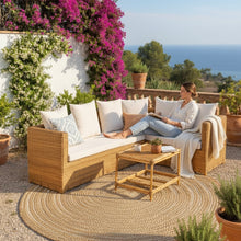 Cargar imagen en el visor de la galería, CONJUNTO DE JARDIN L CLÁSICO O ESQUINERA DE RATÁN NATURAL
