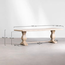 Load image into Gallery viewer, MESA SABINA. (180 y 220 X 100CM) MADERA DE MANGO CLARO
