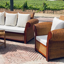 Load image into Gallery viewer, MAMBA MUEBLES SOFAS CONJUNTO DE JARDÍN REY ZAZÚ PARA 5 PERSONAS DE RATÁN NATURAL
