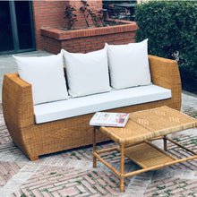 Load image into Gallery viewer, MAMBA MUEBLES SOFAS SOFÁ MAFUMU TRIPLE DE RATÁN NATURAL PARA EXTERIOR O COMEDOR
