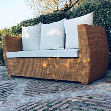 Load image into Gallery viewer, MAMBA MUEBLES SOFAS SOFÁ MAFUMU TRIPLE DE RATÁN NATURAL PARA EXTERIOR O COMEDOR
