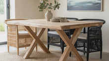 Cargar y reproducir el video en el visor de la galería, Mesa comedor SABANA 160cm madera acacia
