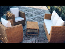 Load and play video in Gallery viewer, MAFUMU TRIPLE SOFA IN NATURAL RATTAN FOR OUTDOOR OR DINING ROOM
