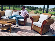 Load and play video in Gallery viewer, KING ZAZÚ GARDEN SET FOR 5 PEOPLE IN NATURAL RATTAN
